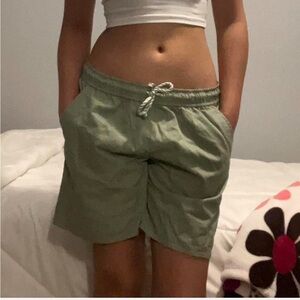Green drawstring shorts
